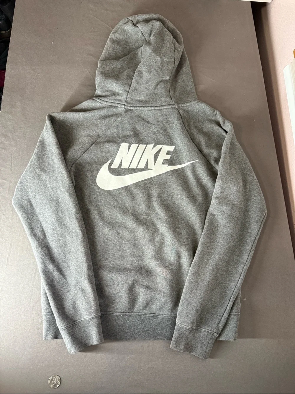 Nike Heather Gray Half-Zip Hoodie with Hood